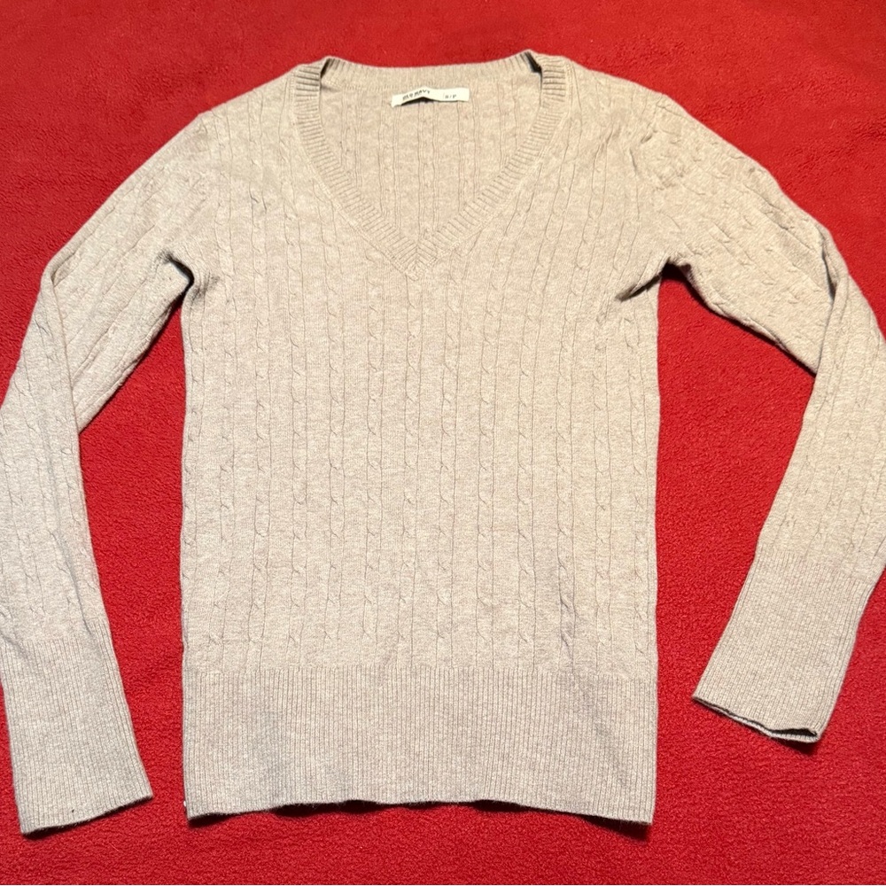 Old Navy V-Neck Cable Knit Sweater - Beige